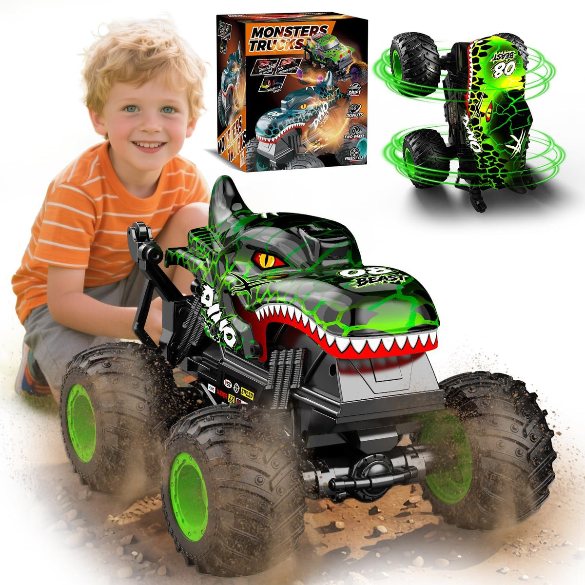 Gohero Monster Truck Toy 360° spin showcases exciting stunts for coordination