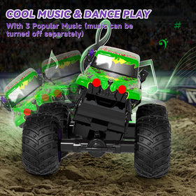 Gohero Monster Trucks LED lights illuminate nighttime play and action.