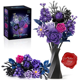 Gohero Purple Roses Building Blocks Set 822pcs with lifelike, long-lasting blooms for gothic decor