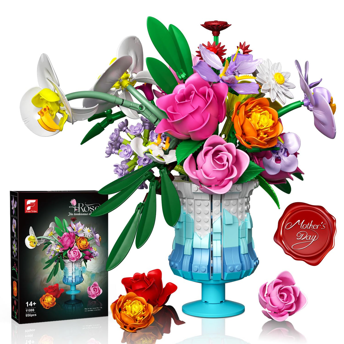 Gohero Spring Rose blocks arranged in a vase for elegant home decor.