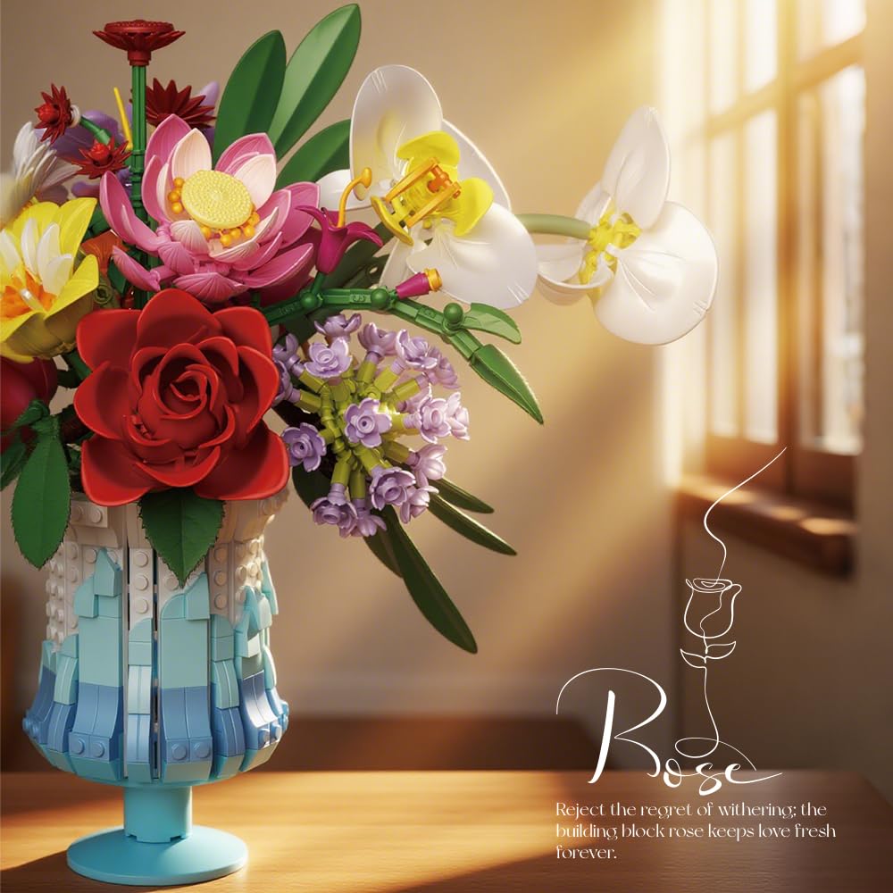 Step-by-step building process for the Gohero bouquet set.