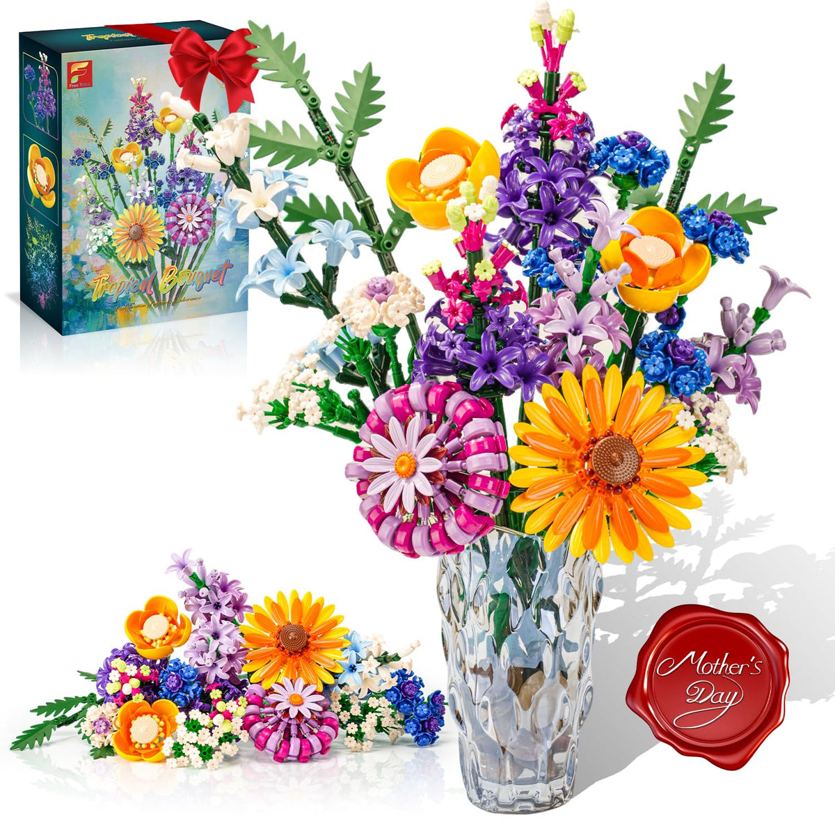Gohero sunflower building blocks 1183pcs for immersive creative build and display