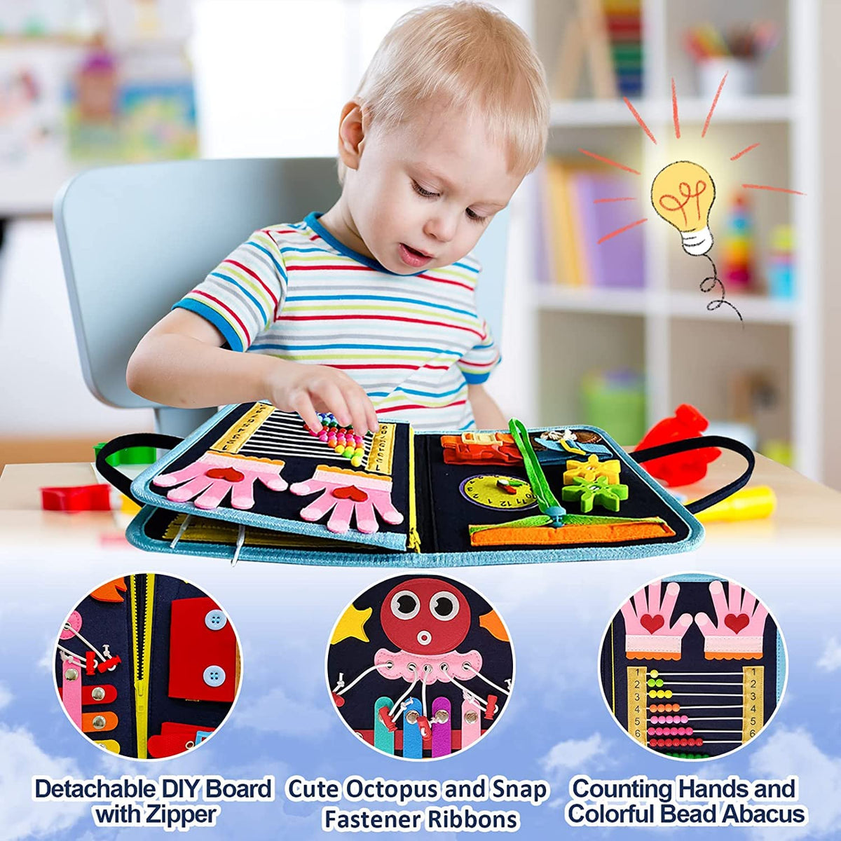 Gojmzo Busy Board travel handle - portable, mess-free entertainment on trips