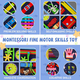 Gojmzo Busy Board zipper button panel - develops fine motor skills with snug fasteners
