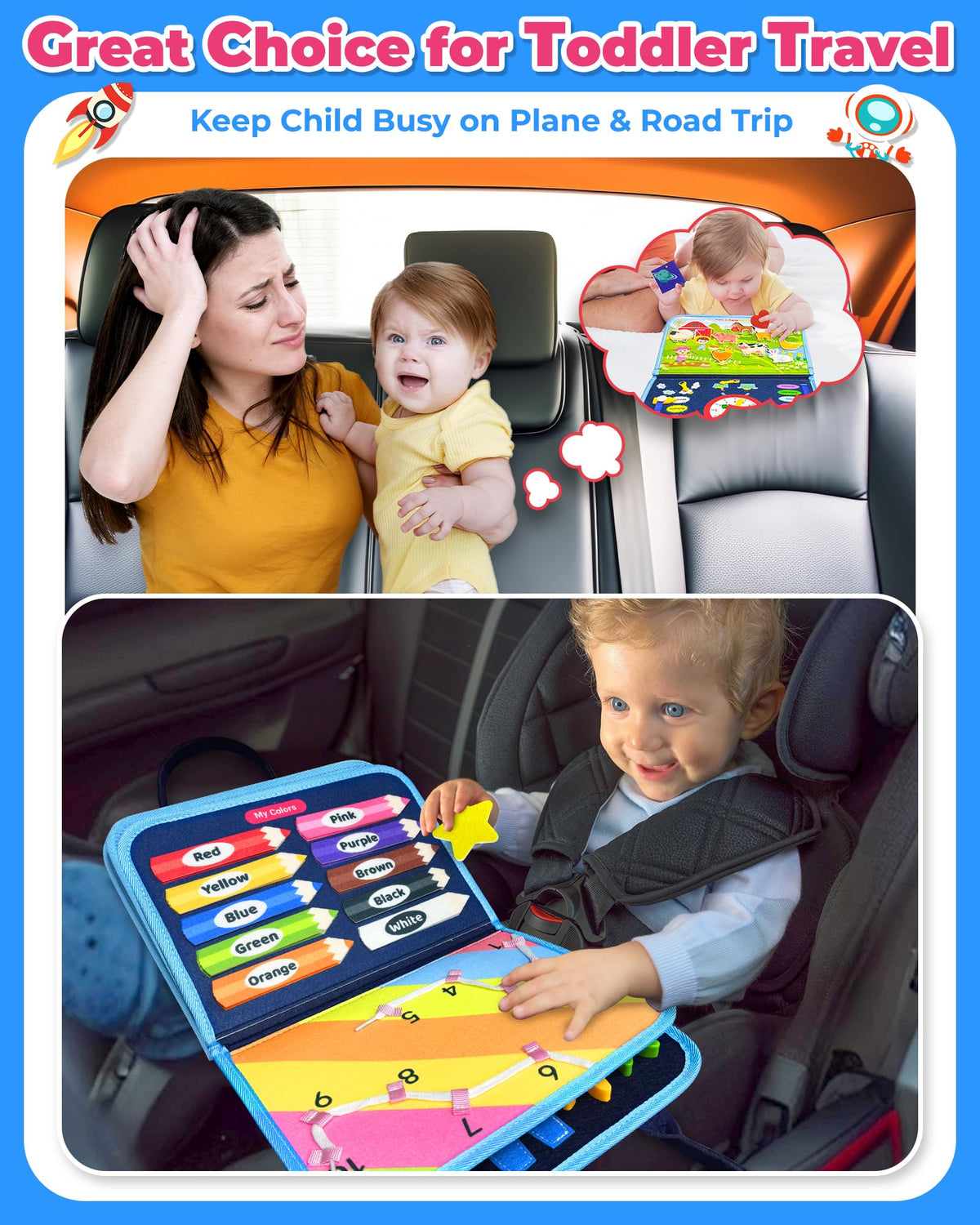 Gojmzo Montessori-inspired busy board supports sensory exploration for curious toddlers.