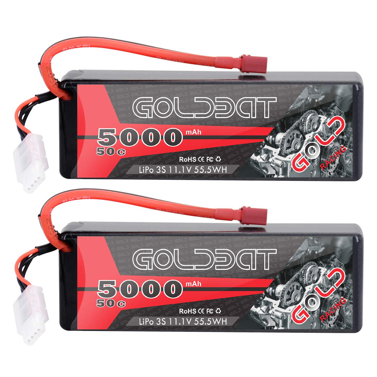 GOLDBAT 11.1V 5000mAh battery in hard case for RC car power and protection