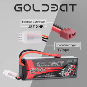 GOLDBAT 2S1P LiPo with T-Connector supports common plugs