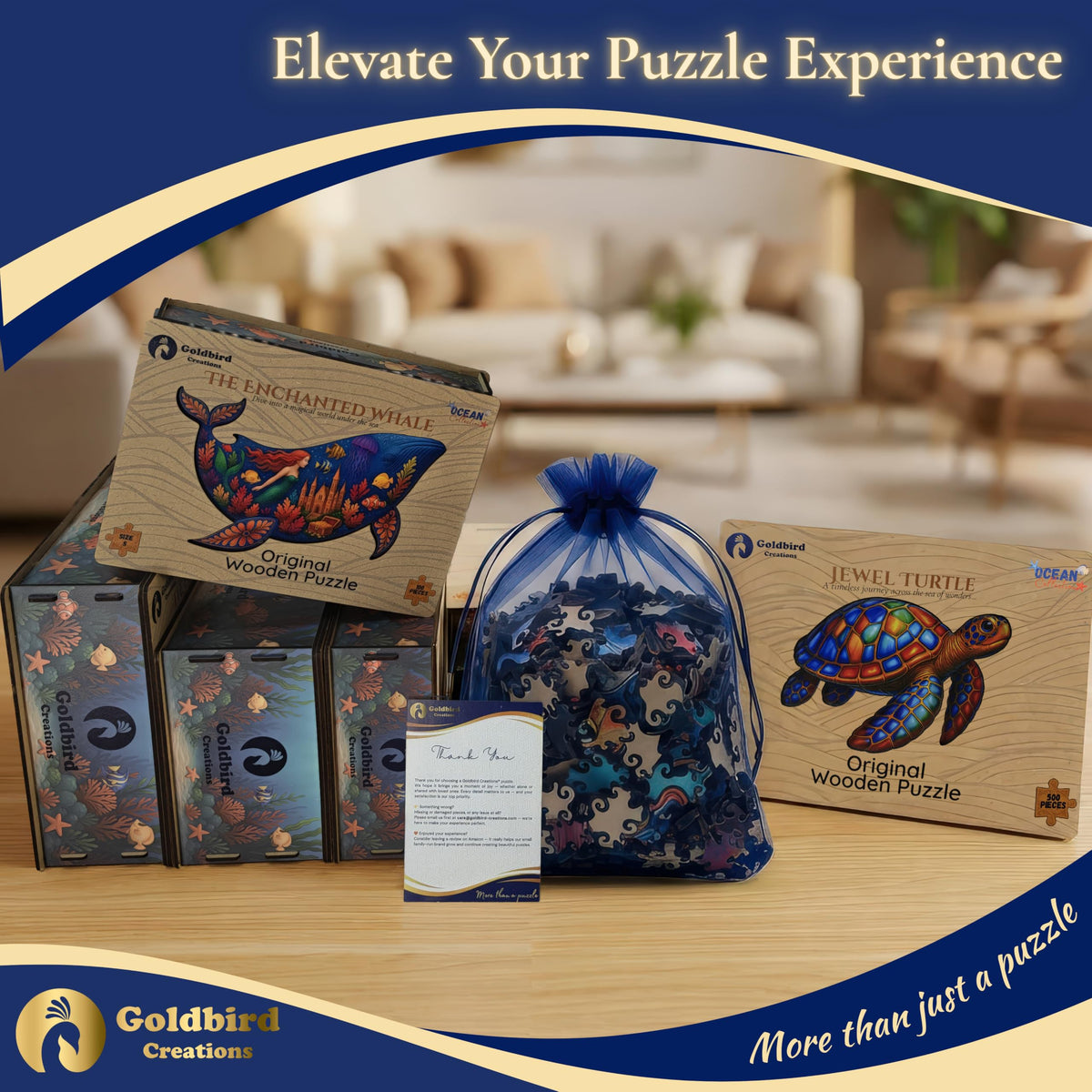 Goldbird Creations relaxing evening puzzle promotes calm focus.