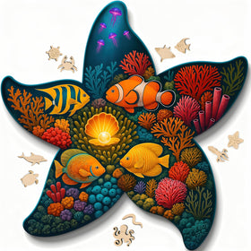 Goldbird Creations Starfish wooden puzzle for adults with precise laser cuts for smooth assembly.