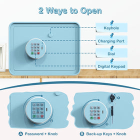 GOLDENKEY Compact steel safe with eight rounded corners for safety.