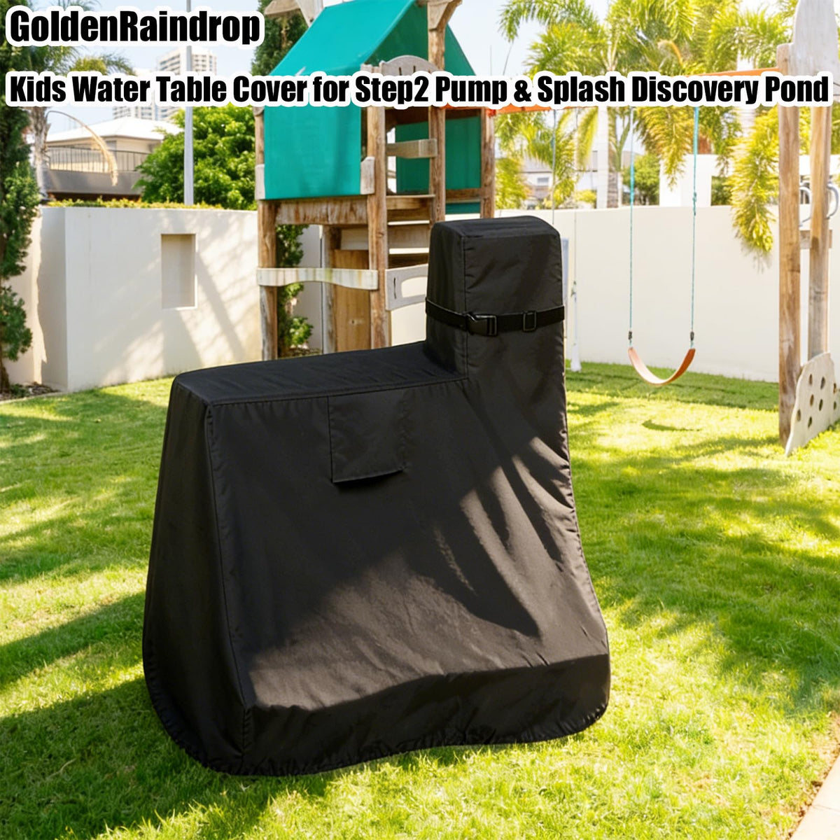 GoldenRaindrop cover with handles and vents shown for easy setup and airflow