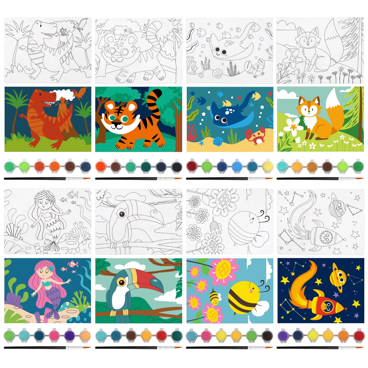 Goldentime eight brushes for beginner friendly painting control.