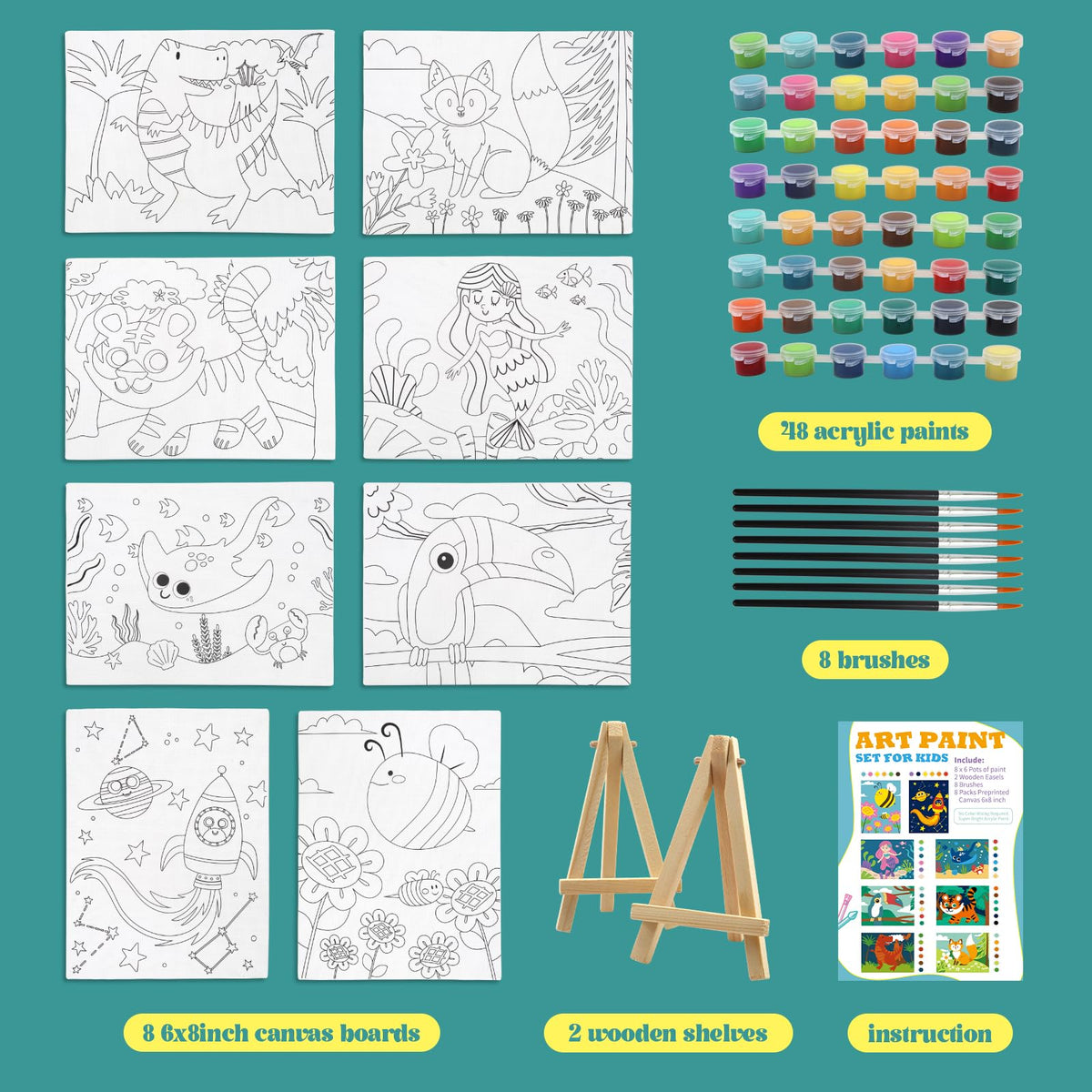 Goldentime kids paint set with 48 colors for creative play.