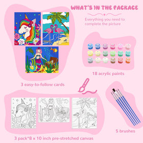 Goldentime mermaid canvas painting kit, framed 8x10, enjoy a guided art project