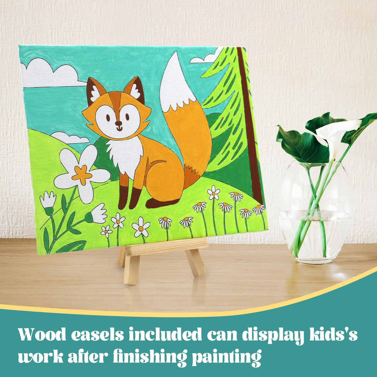 Goldentime printed canvas designs guide easy painting for kids.