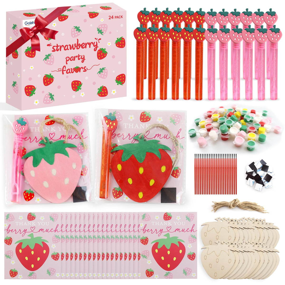 Goldentime strawberry wooden painting kit ready for kids' crafts