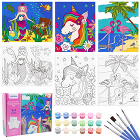 Goldentime unicorn canvas painting kit, framed 8x10, ideal for focused creativity