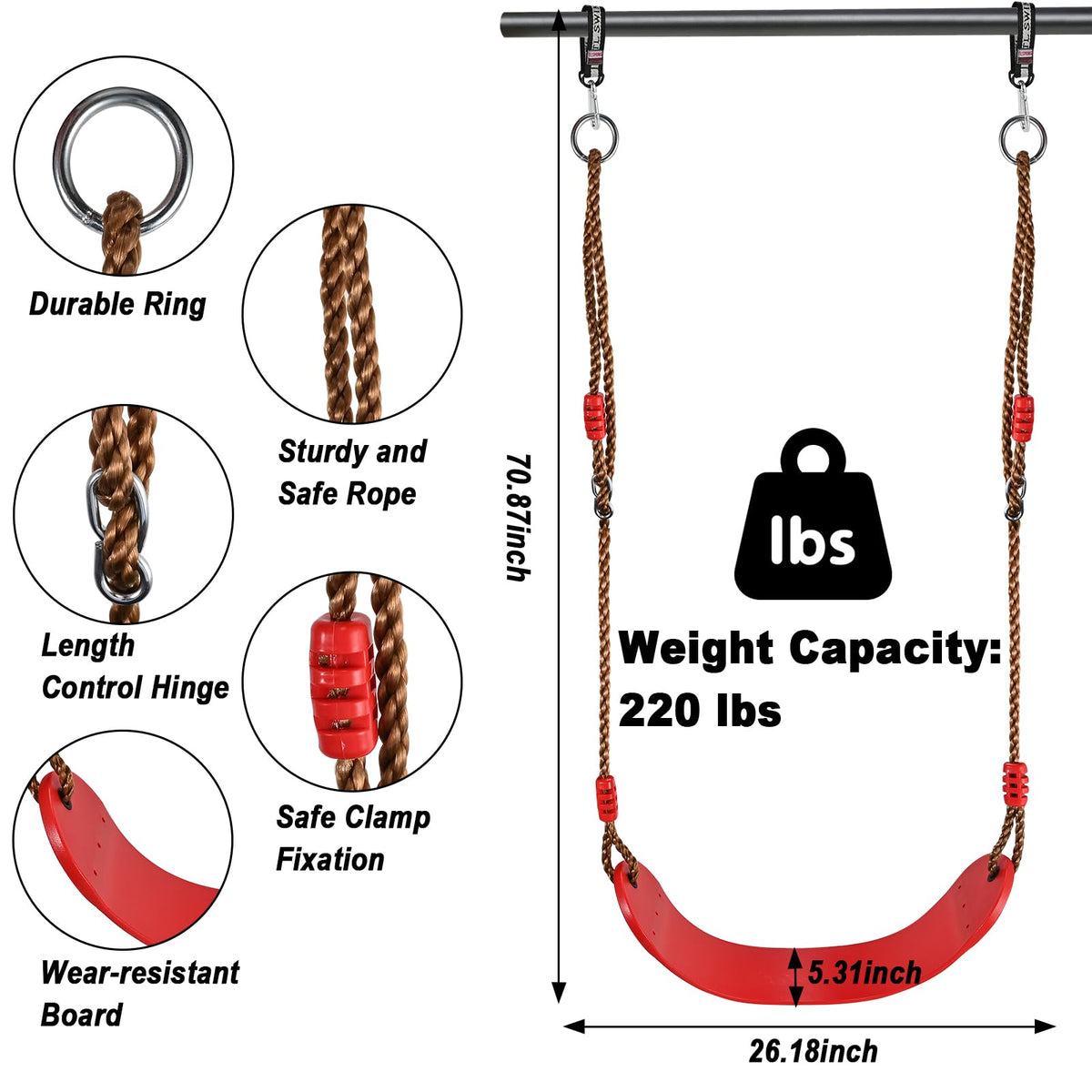 Goldge adjustable rope swing adapts to growing kids for extended use