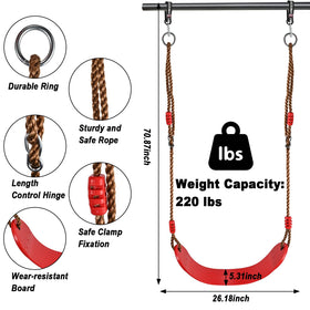 Goldge adjustable rope swing adapts to growing kids for extended use