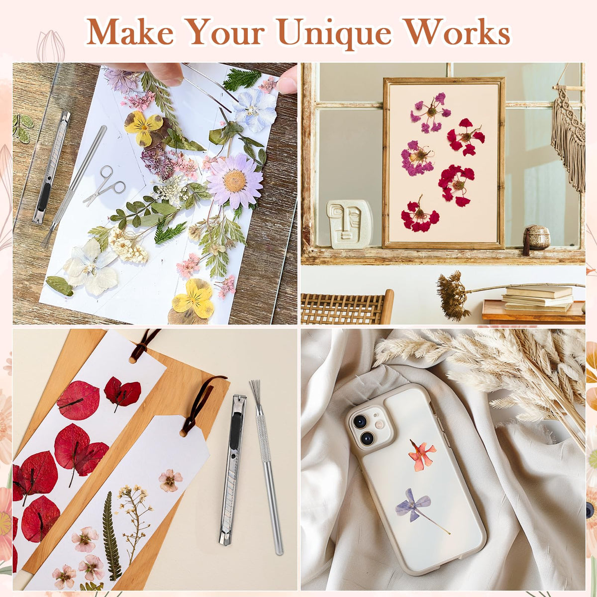 GOLDGE Dried flowers variety—multicolor pressed blooms ready for art or decor.