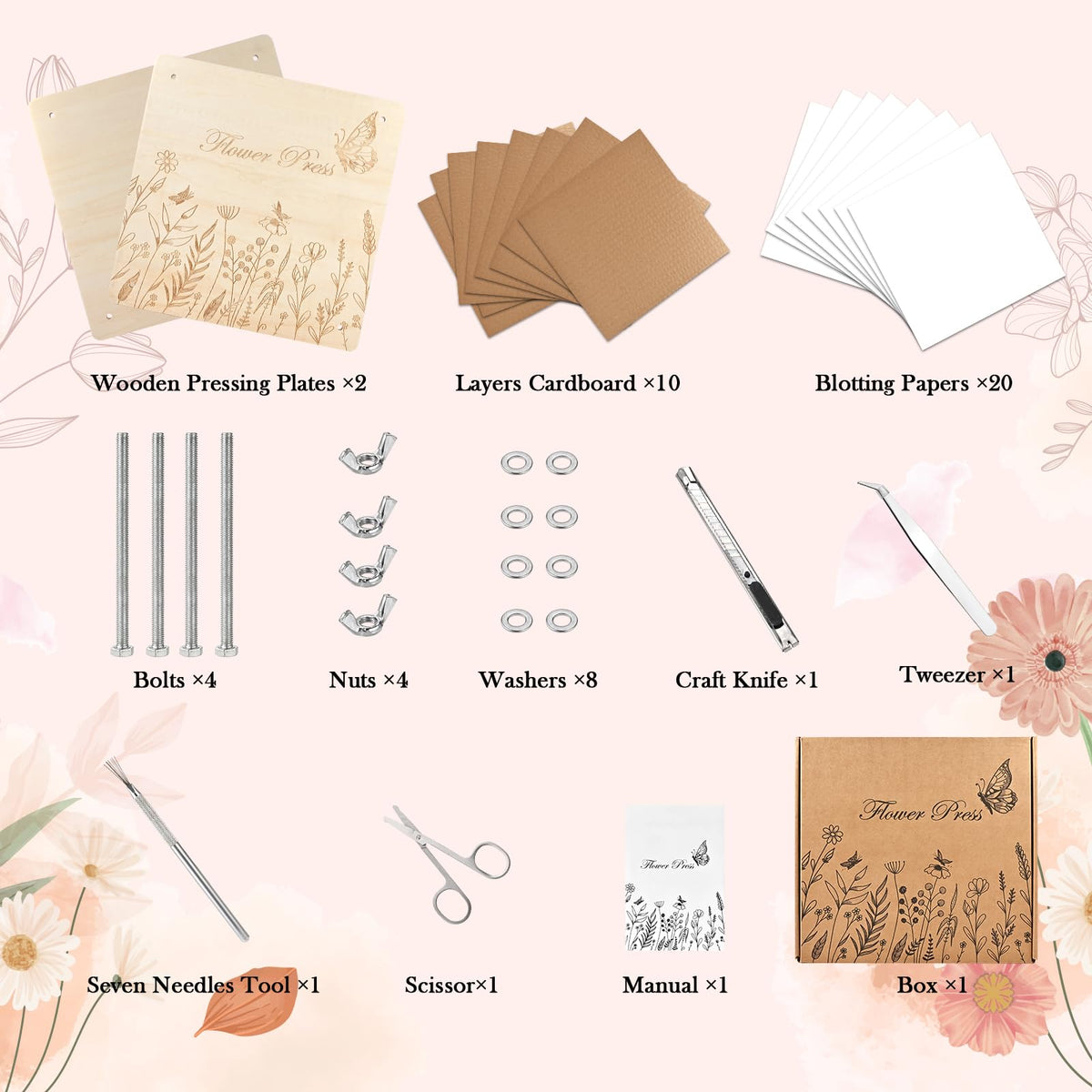 GOLDGE Flower Press basswood plates—flat, warp-resistant base for ultra-flat dried petals.