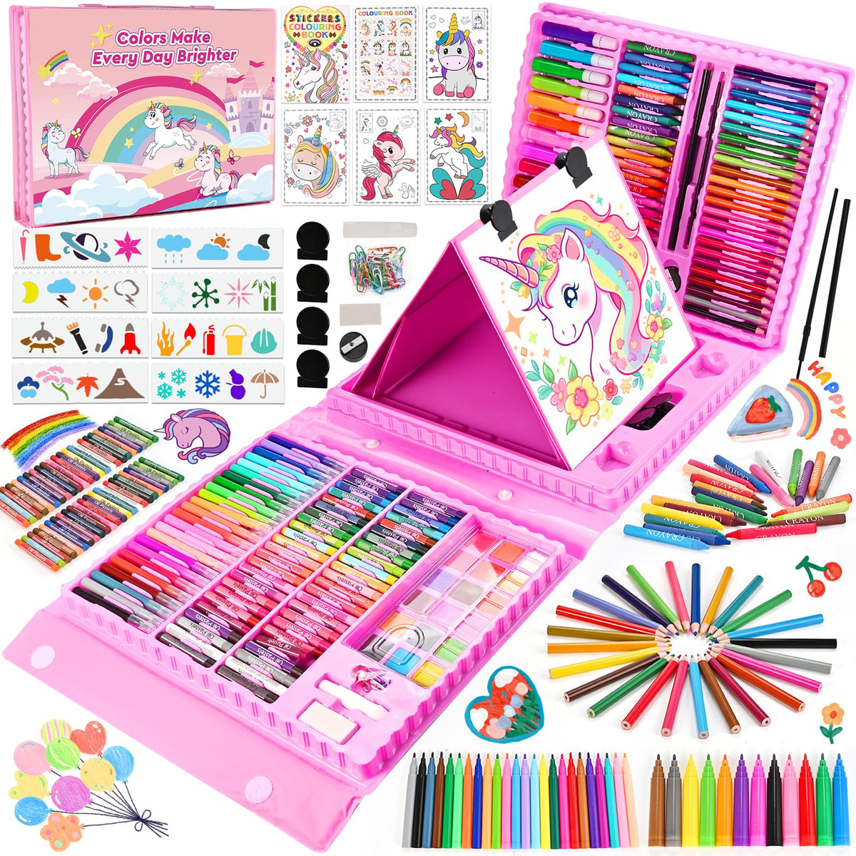 Goldge Kids Art Set with double-sided easel, ideal for collaborative drawing.