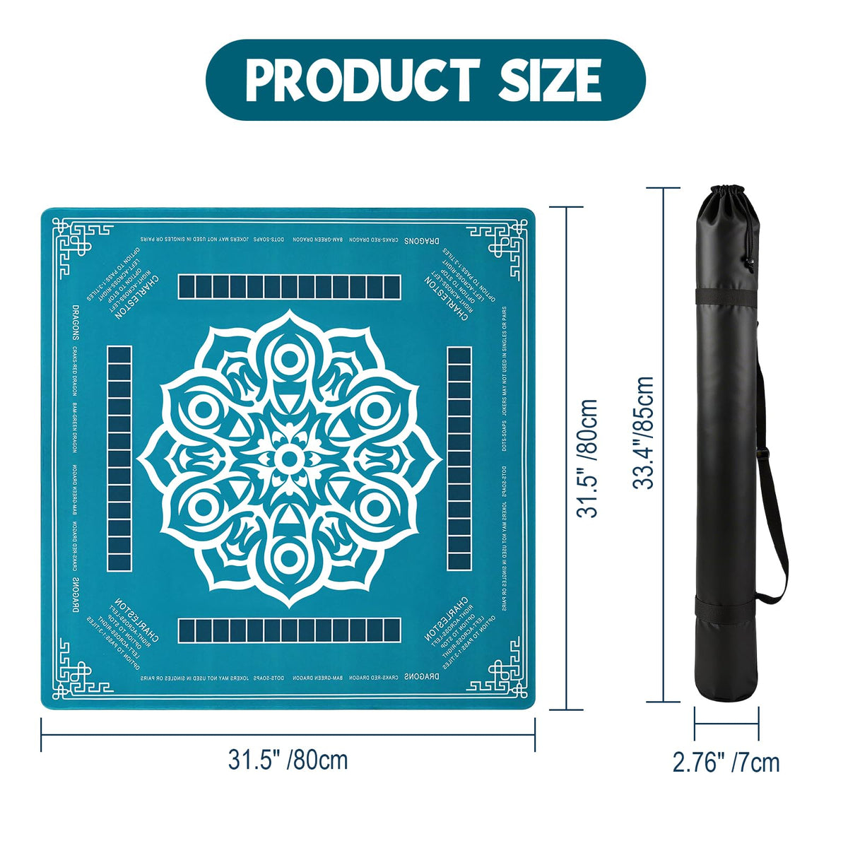 Goldge Mahjong Mat anti-slip backing keeps mat secure on smooth surfaces