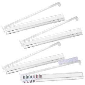 Goldge mahjong racks with pushers front view in clear acrylic.