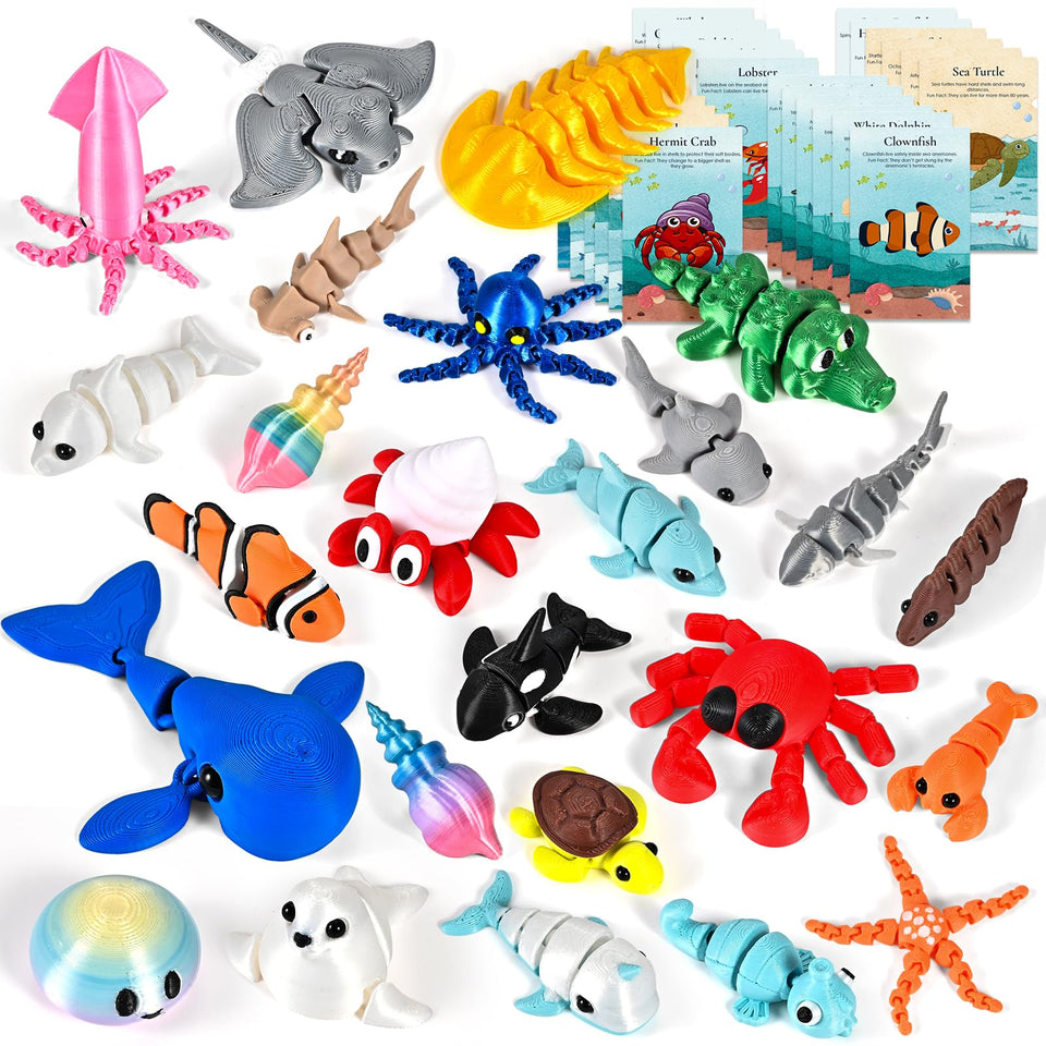 Goldge 3D Shark with articulated joints for tactile play and imaginative ocean exploration.