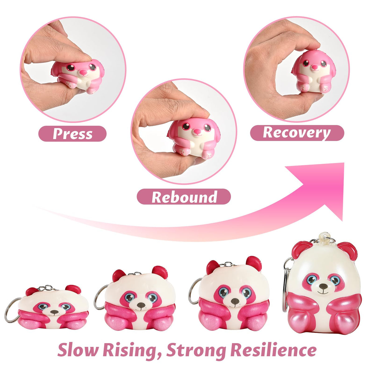 GOLDGE squishy animal keychains closeup highlighting soft textures for stress relief