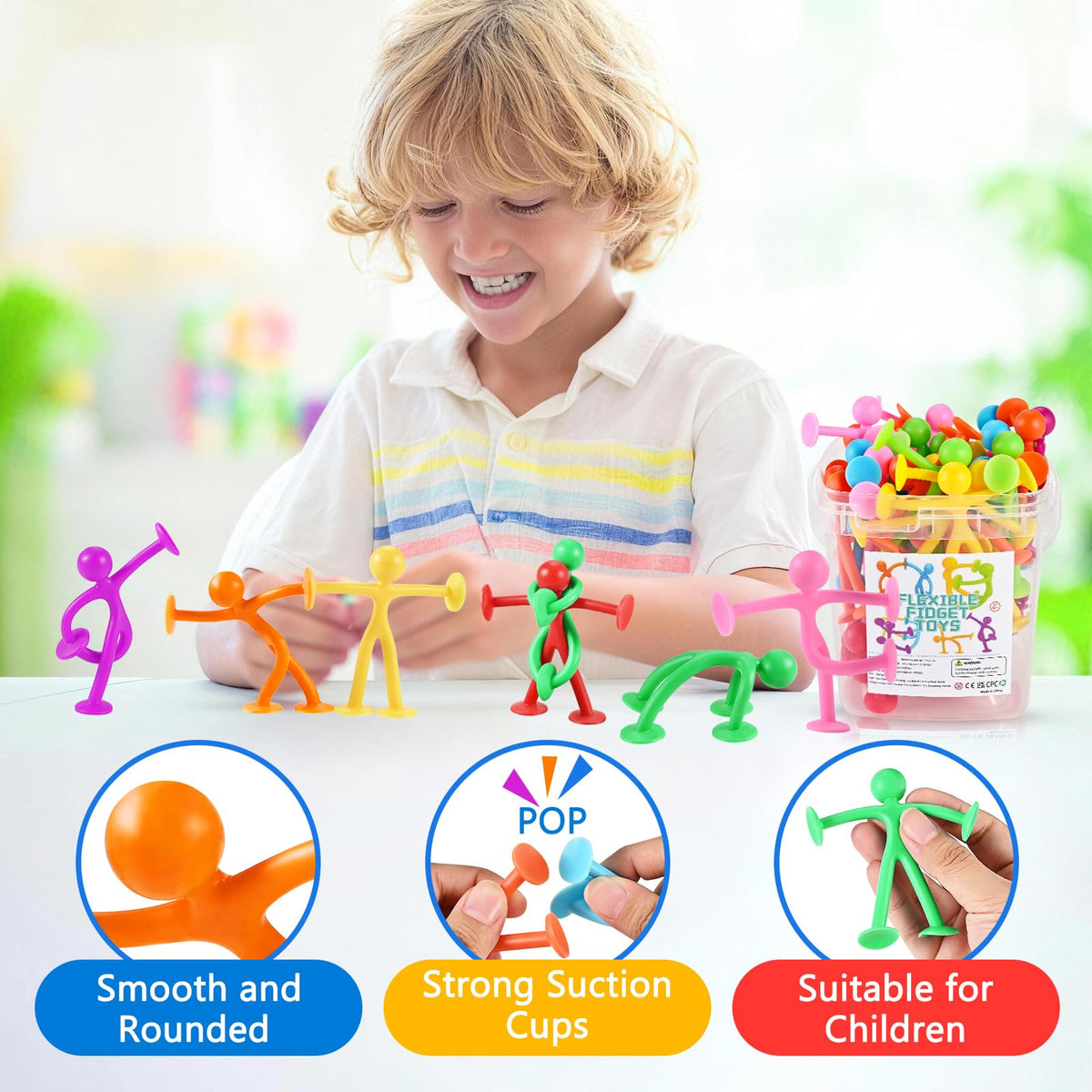 GOLDGE window suction toy on surface demonstrates strong grip for window and desk play.