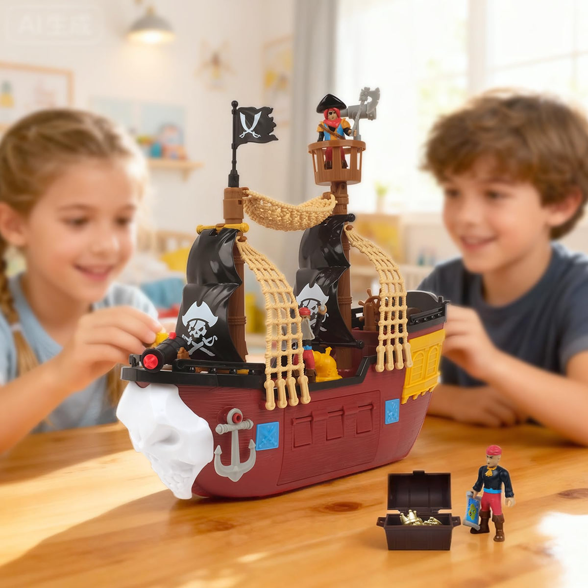 Goldlok pirate figure close-up highlights detailed costumes for kid-friendly role play.