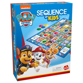 Goliath Paw Patrol Sequence packaging shows complete game contents for easy setup.