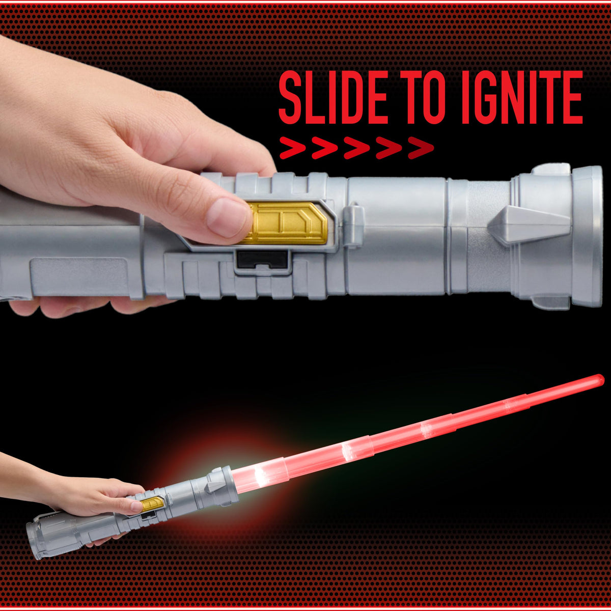 Goliath Power Saber with in-hilt LED lights up clashes for realism.