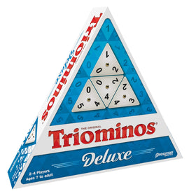 Goliath Pressman Tri-Ominos deluxe tiles with brass spinners for strategic play