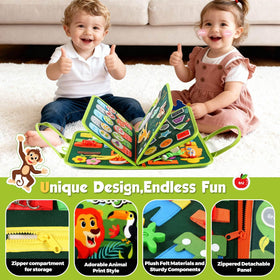 GOLIYEAN Montessori-inspired busy board highlighting life skills and numbers on each page