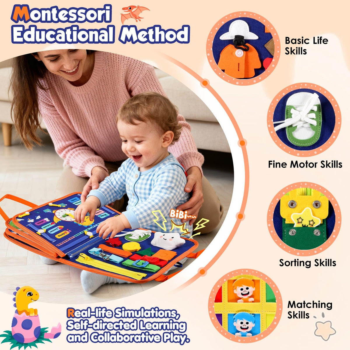 Goliyean Busy Board shapes and colors page encourages recognition and matching.
