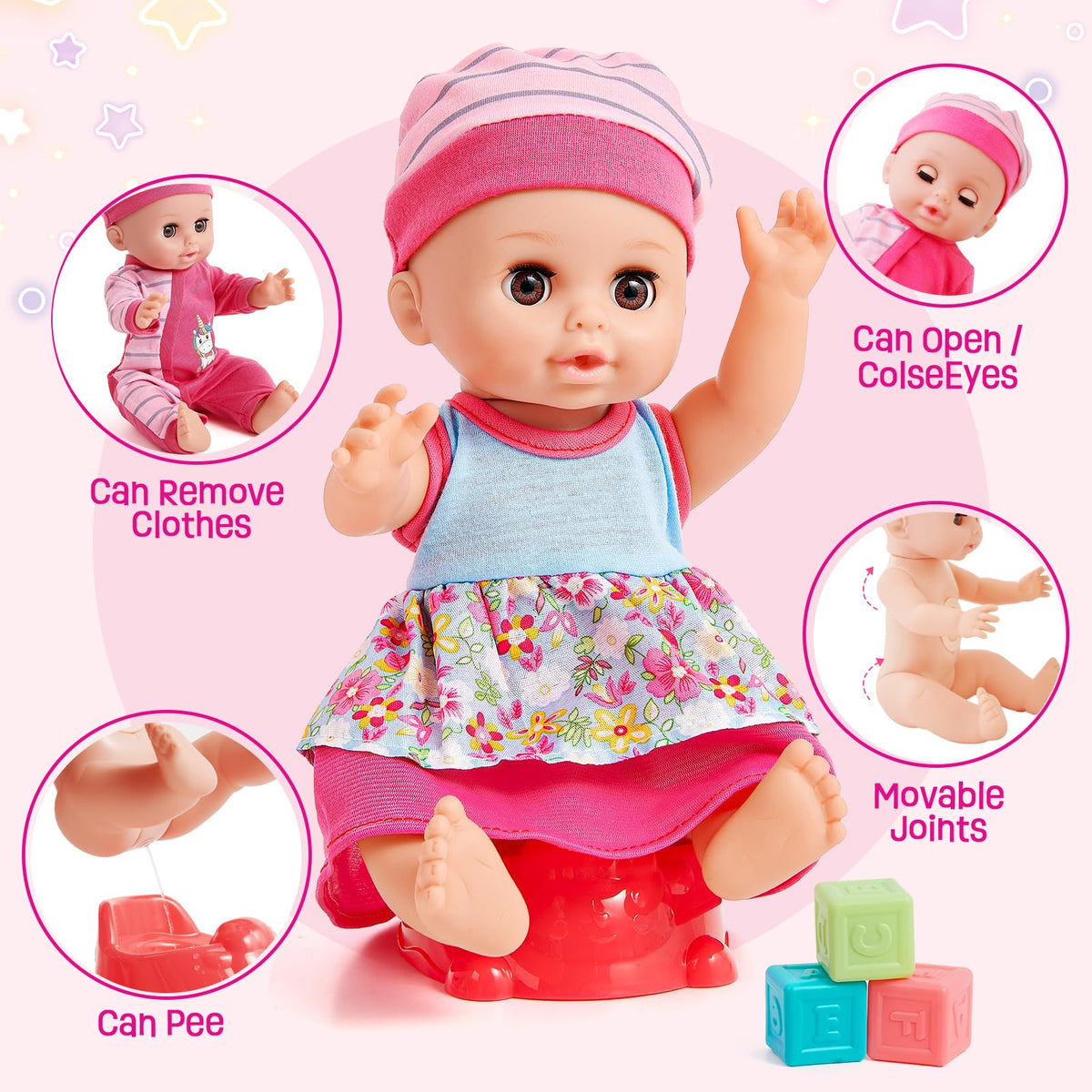 Golray 12in girl doll diaper for diaper-changing practice