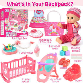Golray 12in girl doll handbag stores accessories for playtime