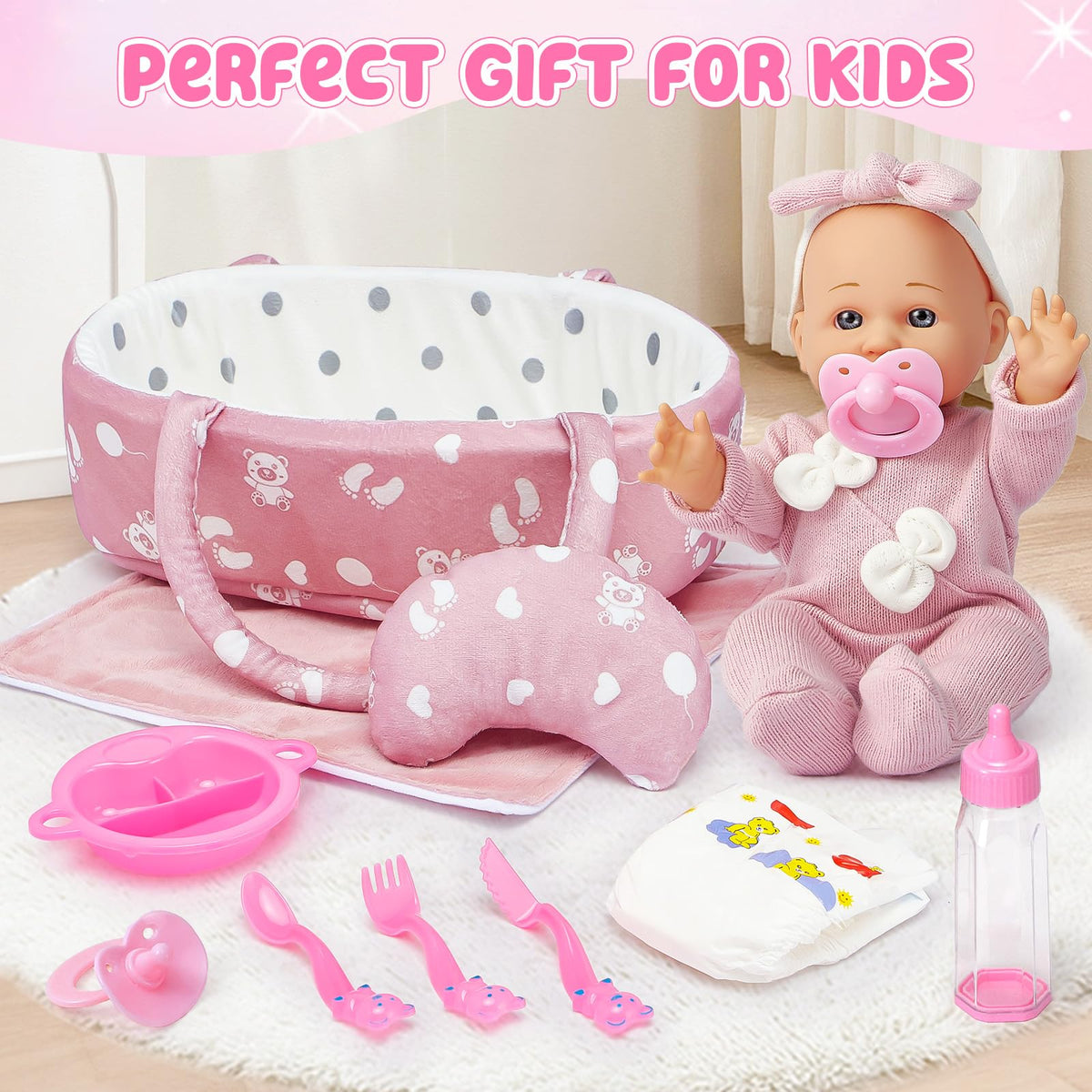 Golray doll bassinet supports comforting pretend naps