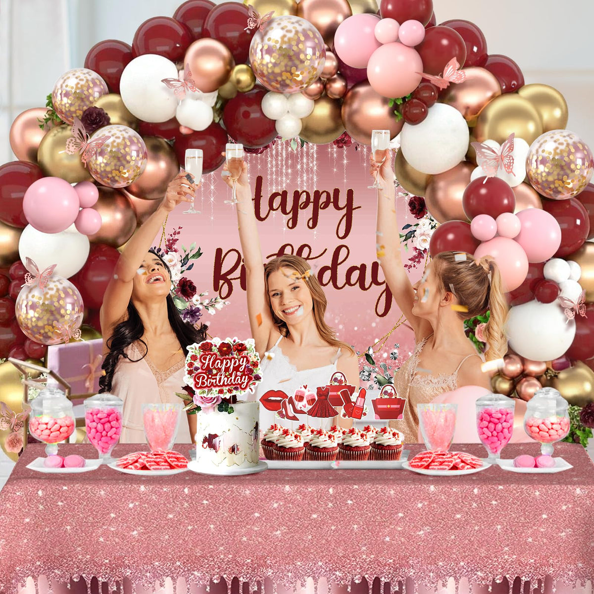 Golray burgundy rose gold party supplies suit versatile occasions