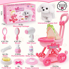Golray grooming brush and mirror for caring routines with the puppy.
