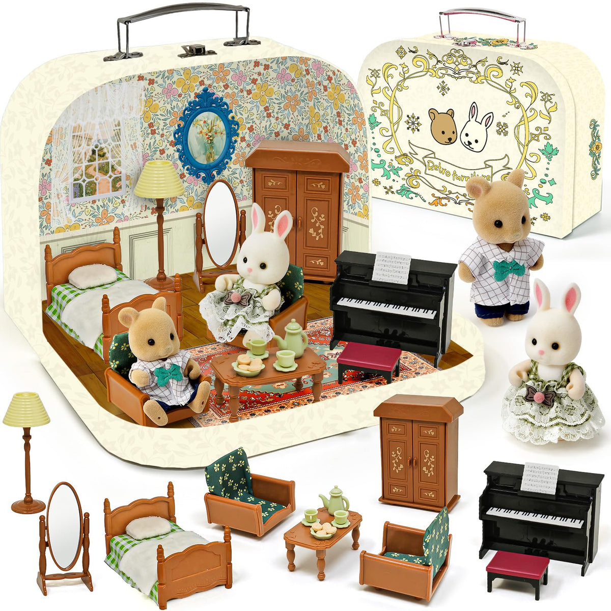 Golray dollhouse suitcase kitchen opens for portable imaginative play on the go.