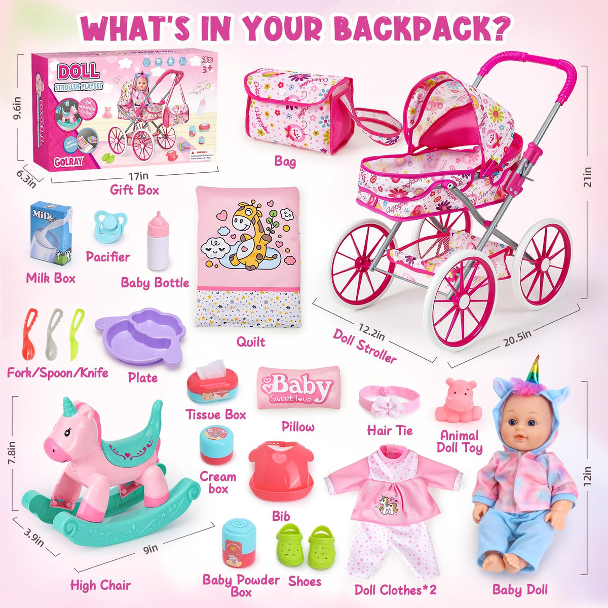 Golray dress up doll outfits and shoes for imaginative playtime.