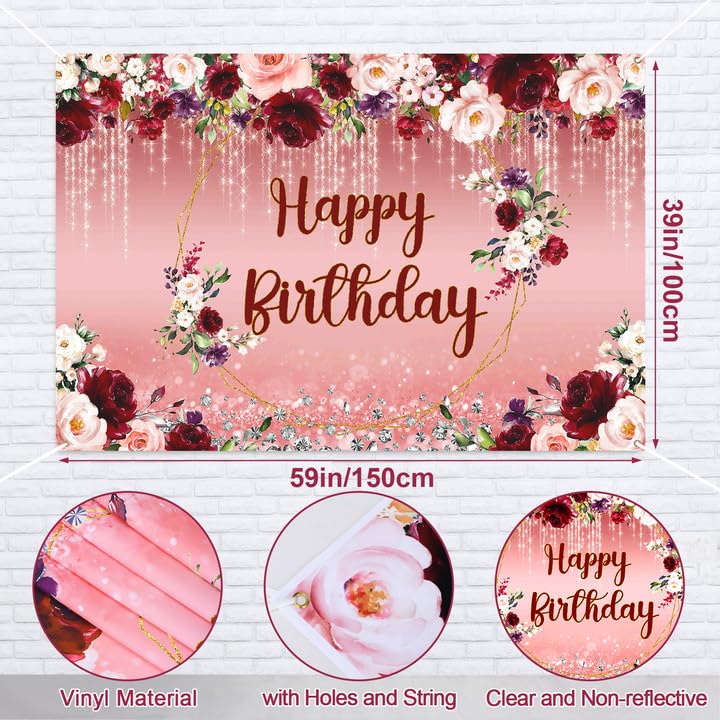 Golray floral burgundy arch kit with pink and gold accents