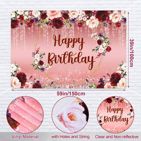 Golray floral burgundy arch kit with pink and gold accents