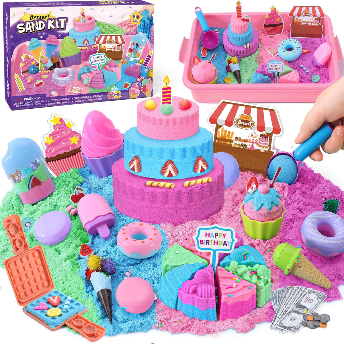 Golray ice cream sensory bin kit promotes imaginative dessert play and fine motor skills.