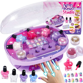Golray Kids Nail Polish Set with dryer storage keeps nails organized during play sessions.