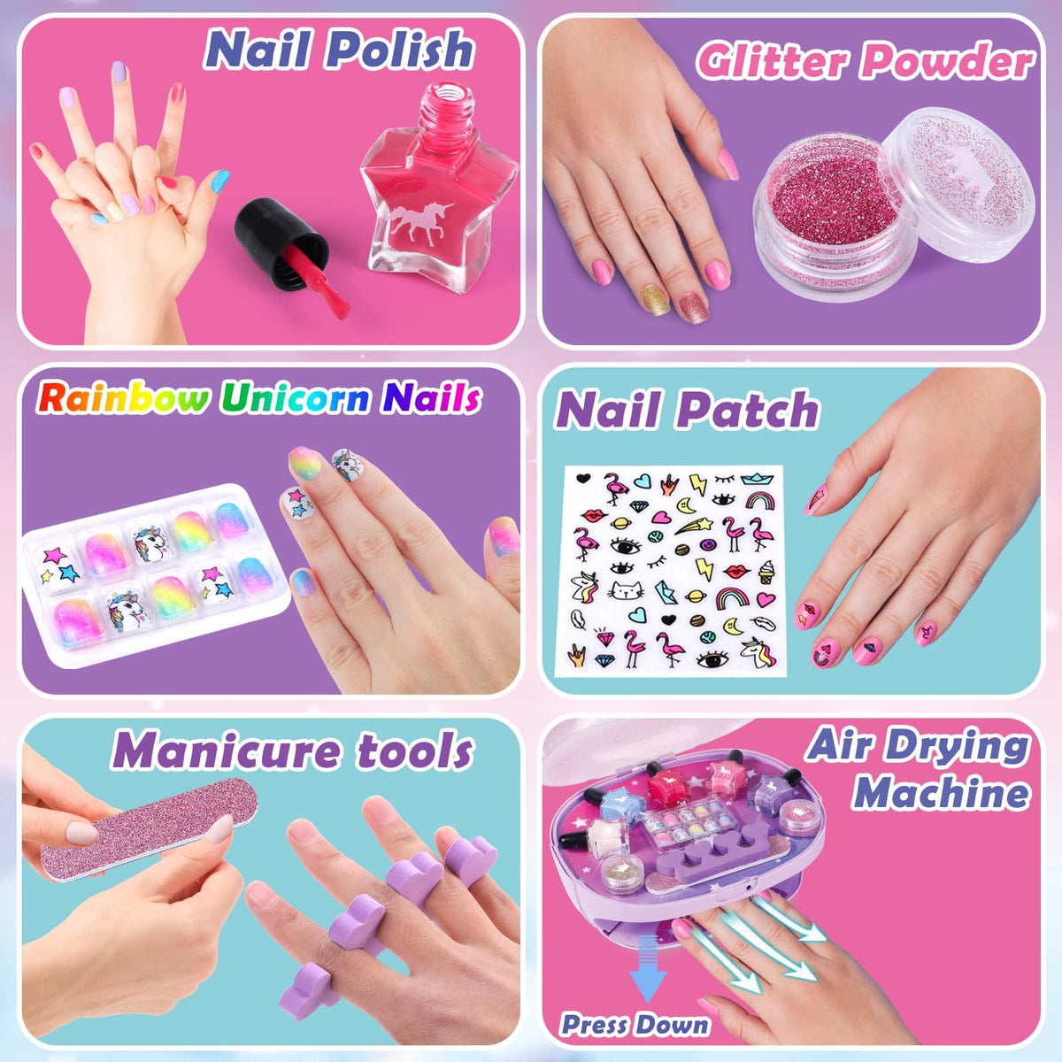 Golray non-toxic water-based polish for safe color on little fingers and easy removal.