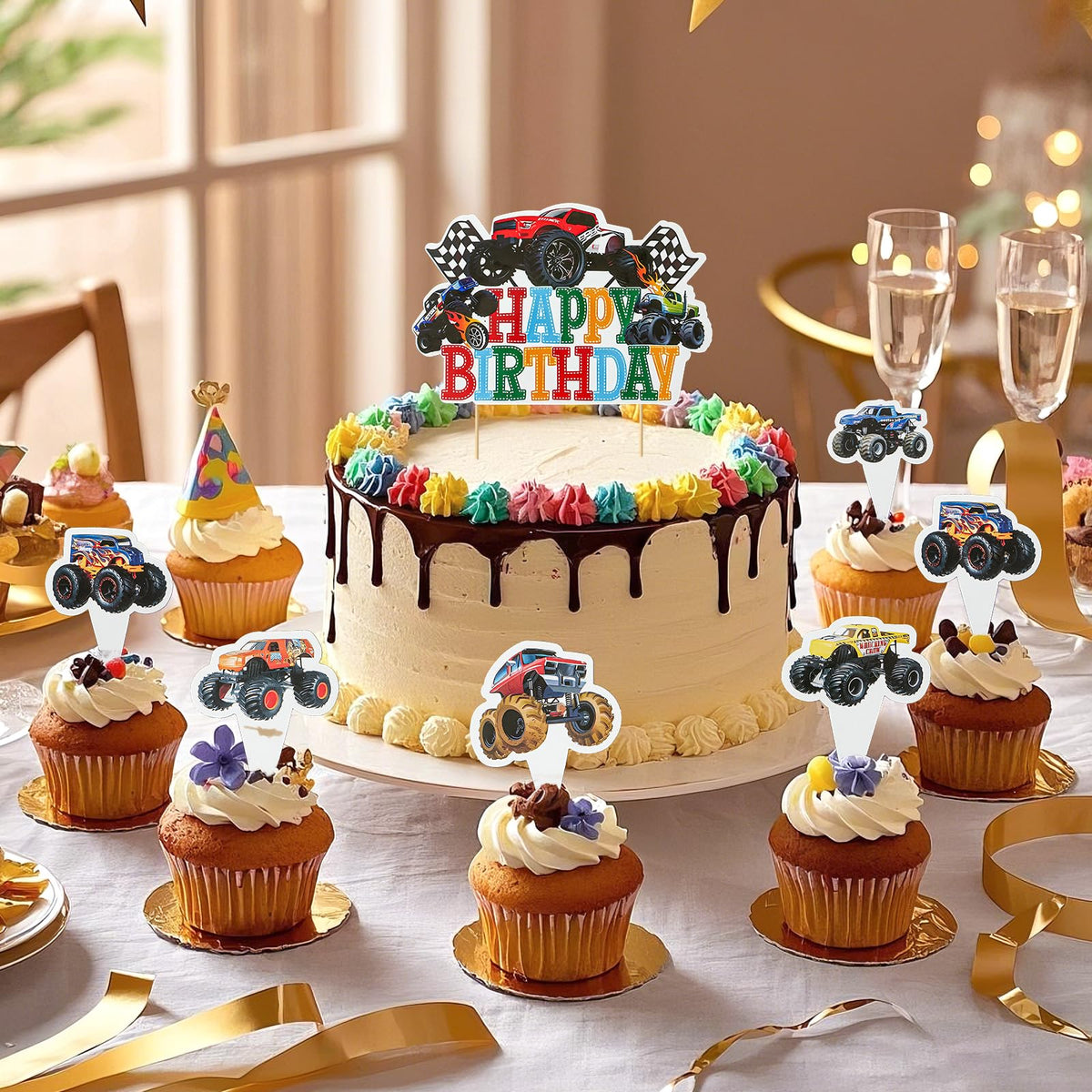 Golray cake topper completes the centerpiece look.
